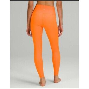 Lululemon Wunder Under High Rise Full-On Luxtreme 28" Tights Sz 6 Orange Soda